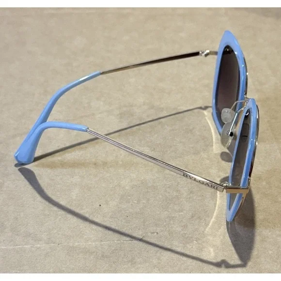 Bvlgari women's sunglasses light blue acetate frames brown gradient lenses